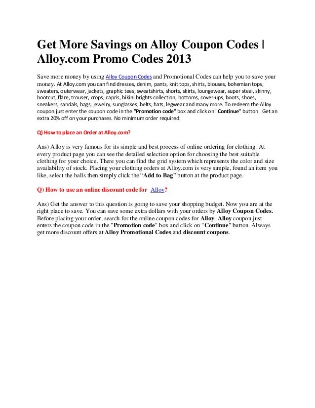 alloy coupon code